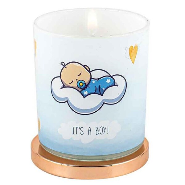 Its A Boy Birth Candle Vanilla scented 45hr Burn Time 9 x 8cm Keepsake Gift Set