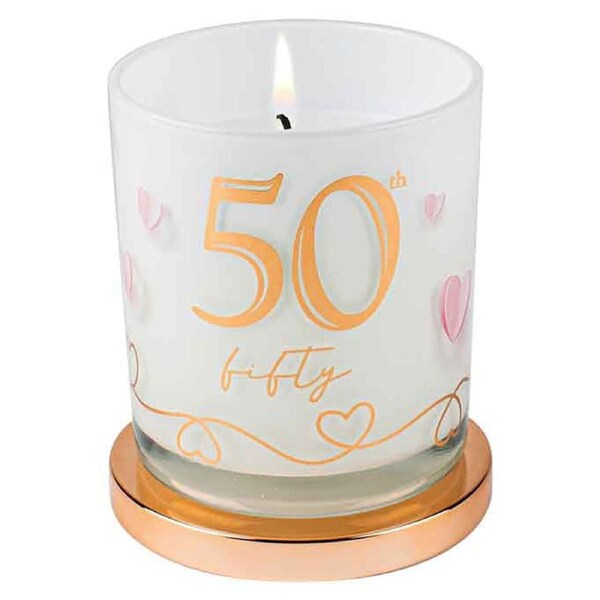 50th Candle Vanilla Scented Smell 45hr Burn Time 9 x 8cm Keepsake Gift Set