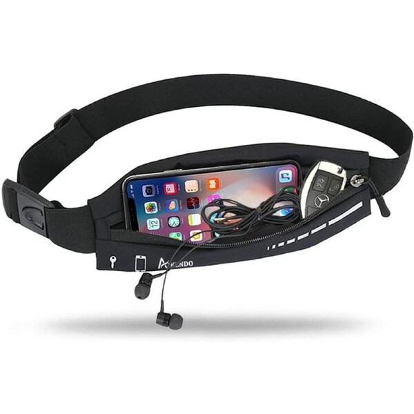 Slim Running Belt Fanny Pack for Women Men, Phone Holder Runners Pouch Waist Belt for Workout Jogging, Money Belt Running Gift Gear Accessories, Black, One Size, Fashion