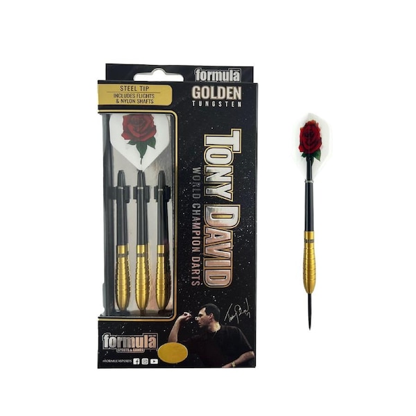 Formula Sports Tony David Golden 90% Tungsten Dartboard Darts 23 Gram