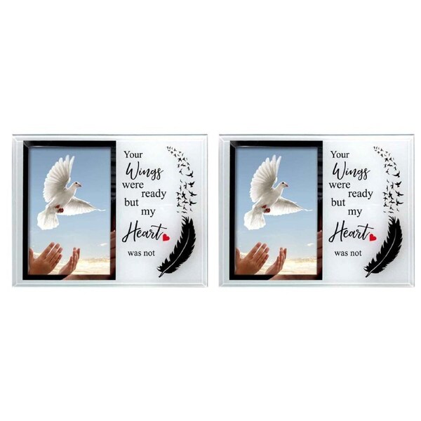 2PK Your Wings Were Ready Photo Frame 22x17cm Memorial Tealight Holder Frame