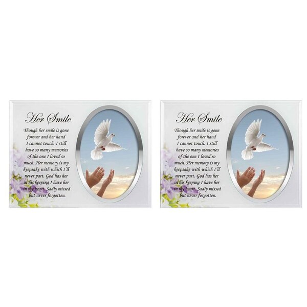 2PK Her Smile Rememberance Funeral Photo Frame 22x17cm Memorial Display Card