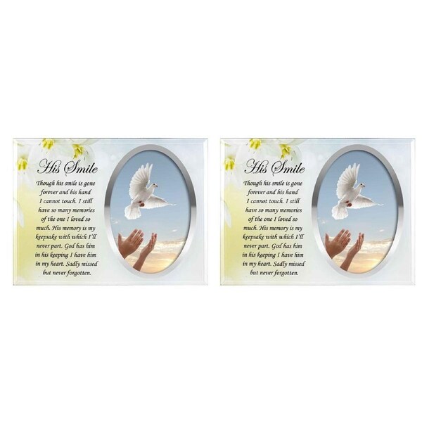 2PK His Smile Rememberance Funeral Photo Frame 22x17cm Memorial Display Card