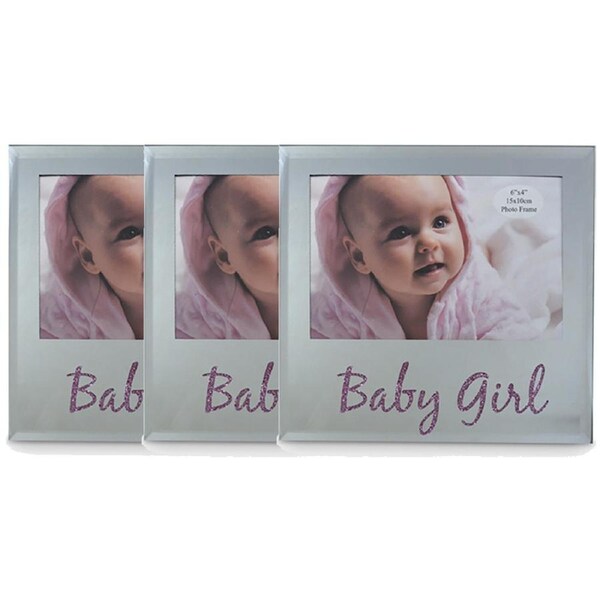 3PK Baby Girl 6x4 Inch Newborn Keepsake Memories Novelty Photo Display Frame