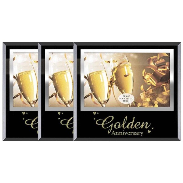 3PK 50th Golden Anniversary 6x4 Inch Keepsake Novelty Photo Picture Frame Gift