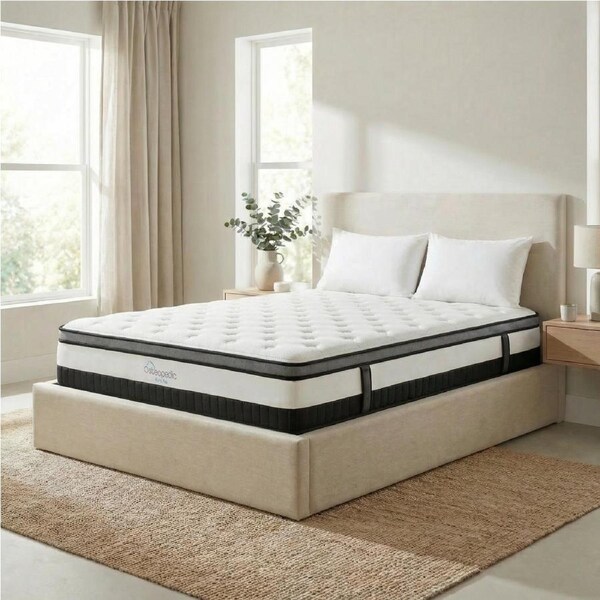 Osteopedic Euro Top Mattress Pocket Spring Medium EuroTop Hybrid Design Bed Single