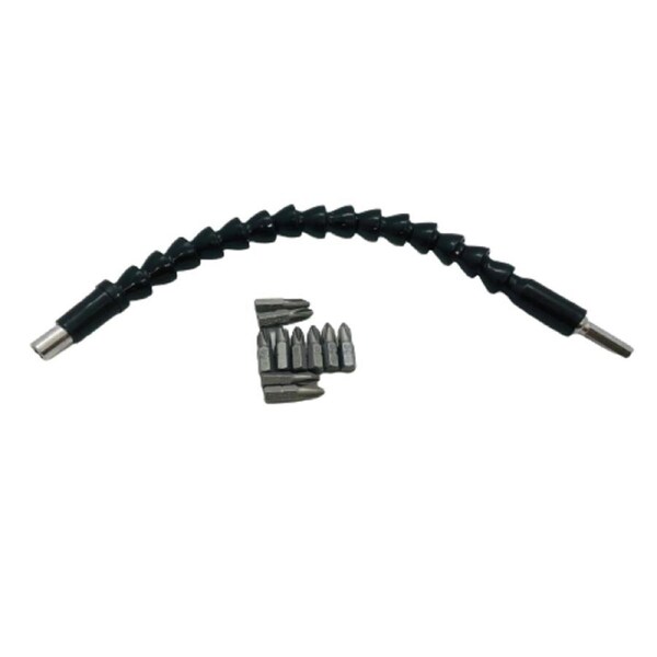 Flexible Drill Bit Extension + 10 x 25mm PH2 Bits