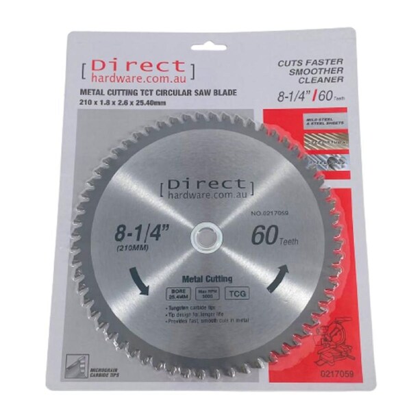 Circular Saw Blades - 210mm - 60T Teeth (METAL CUTTING)