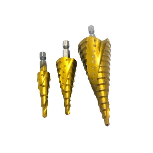 3 Piece HSS Spiral Step Drill Set 4-32mm