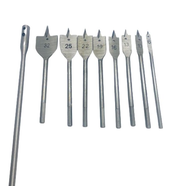 10 Piece Spade Bit Set (6-32mm) - Hex Shank