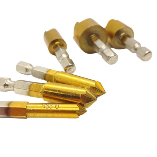 6 Piece Chamfer Countersink Deburring Drill Bit Set