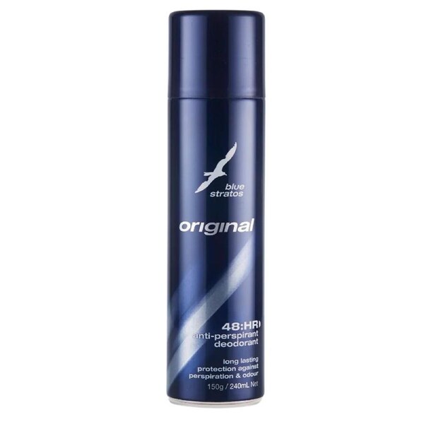 Blue Stratos Original Anti Perspirant Deodorant Spray 150g 48hr Protection