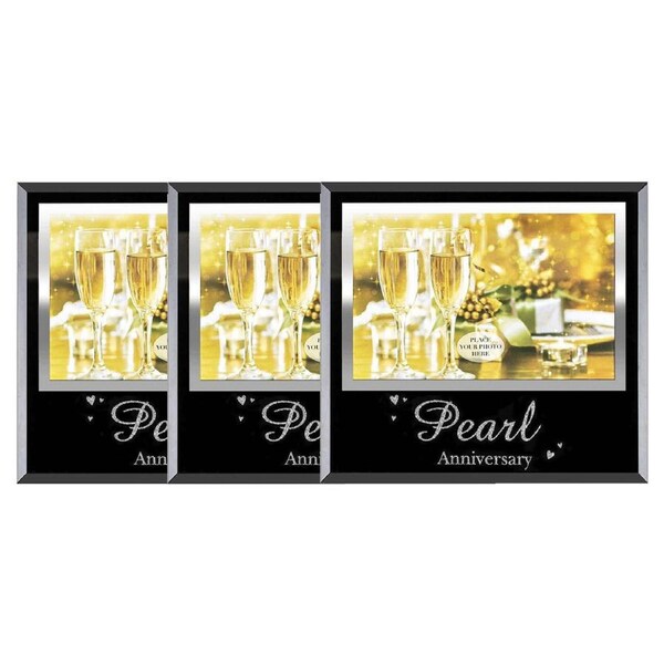 3PK 30th Pearl Anniversary 6x4 Inch Keepsake Novelty Photo Picture Frame Gift