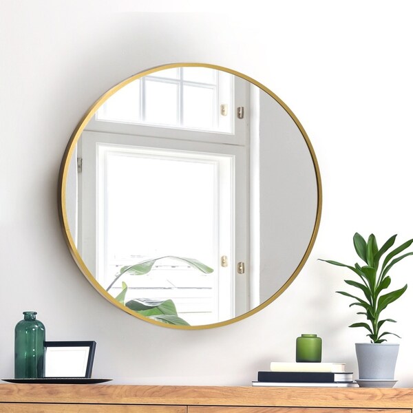 Oikiture Wall Mirrors 50cm Gold Round Makeup Mirror Vanity Home Decor Bedroom
