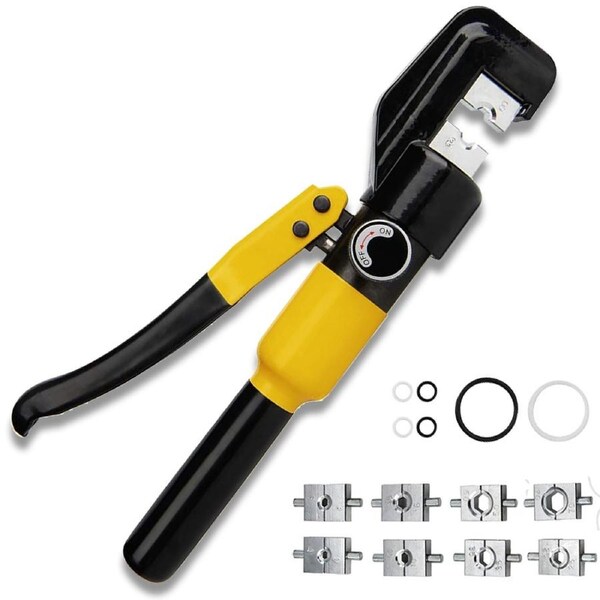 OZNALA 8 Ton 4mm-70mm Hydraulic Wire Crimper Battery Cable Lug Crimping Tool Kit