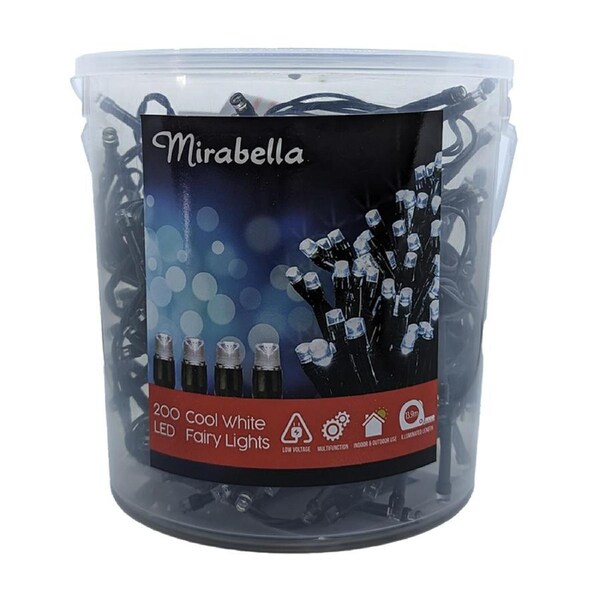 200pc Mirabella LED Clear White Festive Party/Christmas Fairy Lghts Low Voltage