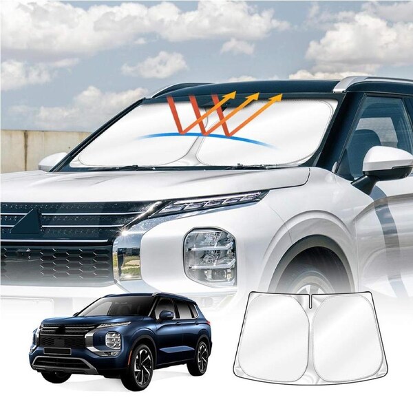 WindScreen Sun Shade for Mitsubishi Outlander 2021-Onwards Blocks UV Rays Foldable Custom Wind Screen Sun Visor Protector