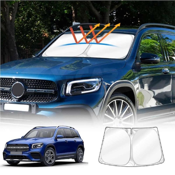 WindScreen Sun Shade for Mercedes-Benz GLB series 2020-Onwards Blocks UV Rays Foldable Custom Wind Screen Sun Visor Protector
