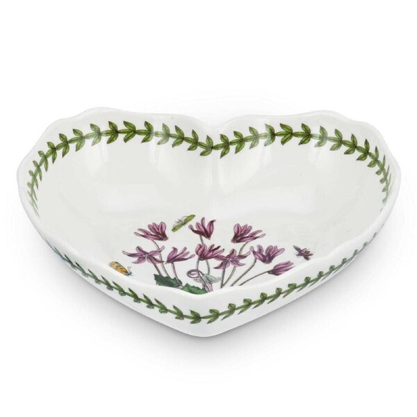 Portmeirion Botanic Garden - Scalloped Edge Heart Dish - 22cm Cyclamen