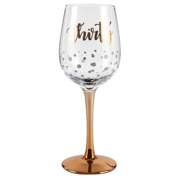 Rose Gold Stem 30th Birthday Wine Glass
