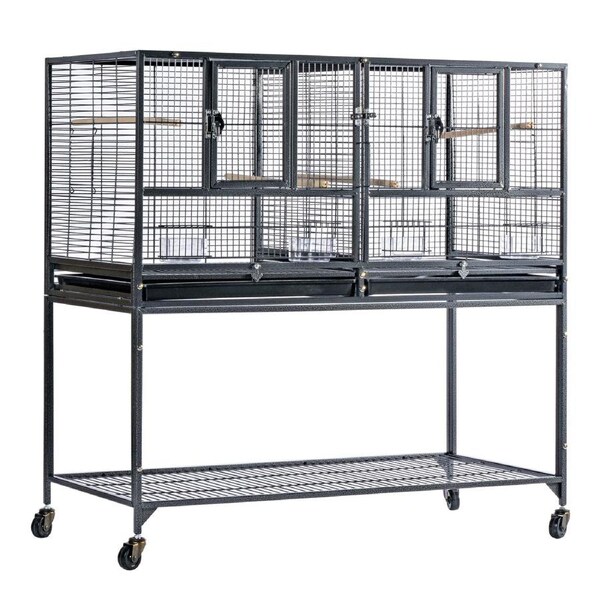 Flyline Single-Double Breeding Bird Cage for Canary Parakeet Cockatiel Lovebird Finch