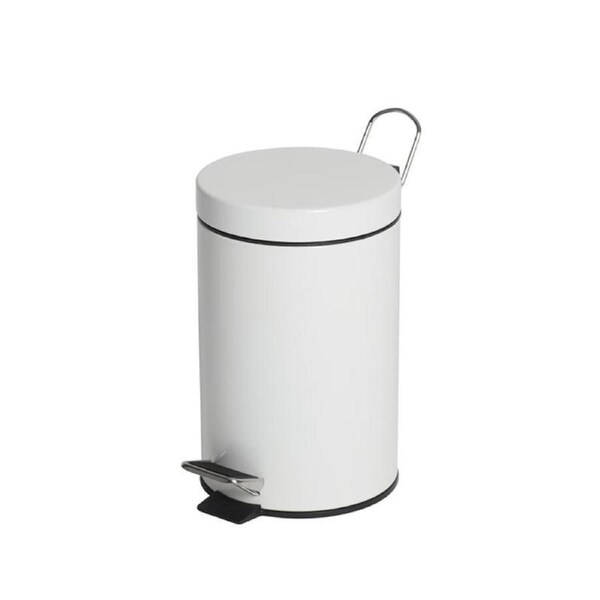 Powder Coated 3 Litre White Bathroom Bin x 1