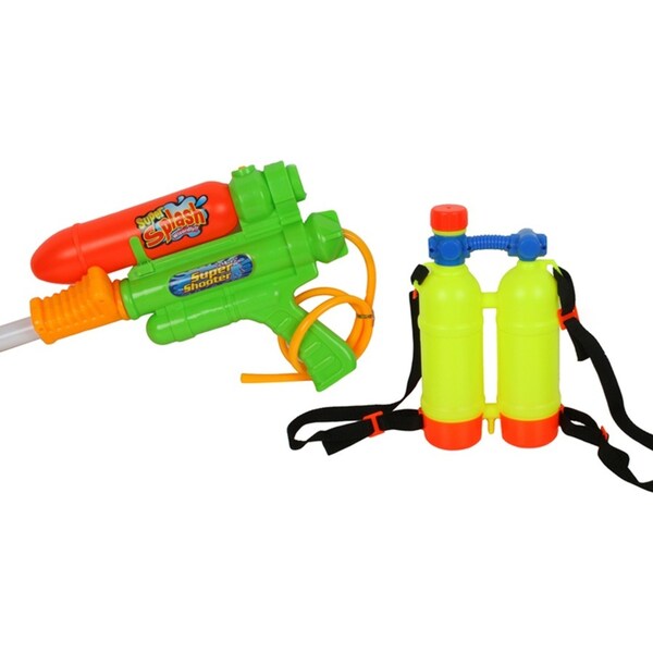 Toys For Fun 40cm Super Shooter Water Gun Triple Barrel w/ Strap Kids Toy Asst