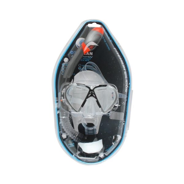 2pc Oz Ocean Hayman Outdoor Swimming Beach Mask Goggles & Snorkel Set Grey/Black