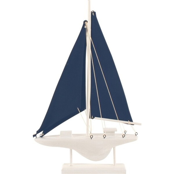 Maine & Crawford Hobbard 54x32cm Wood Sailing Boat Standing Decor Blue/White