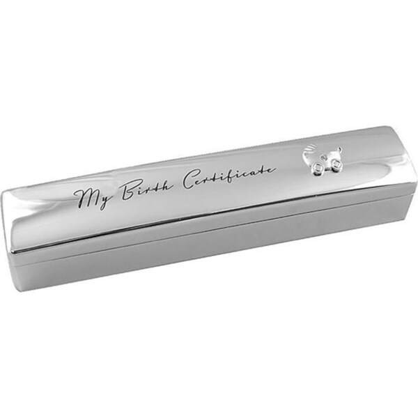 Birth Certificate Holder Silver Lacquer Keepsake Safe Storage Protection