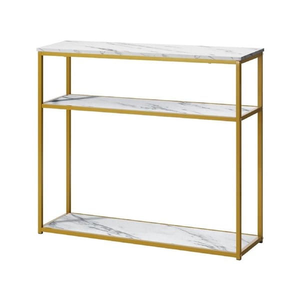 Oikiture Hall Console Table Metal Hallway Desk Entry Display Wh&GD Furniture