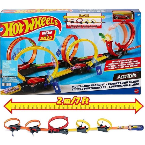 Hot Wheels Multi Loop Raceoff Playset Ages 4+ New Tow Car Race Track Play Gift