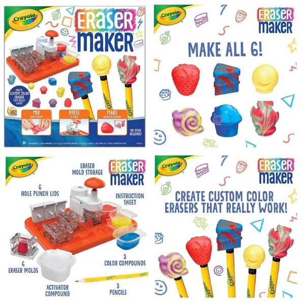 Crayola Eraser Maker DIY Activity Kit for Kids Create Your Own Erasers Cake Gift
