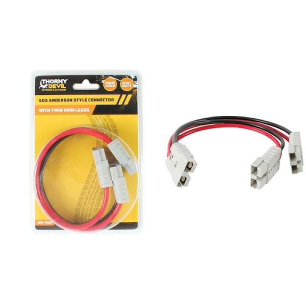 Thorny Devil 30cm/50A 8Awg Anderson Connector/Cable w/ Twin 8mm Eyelet Terminals