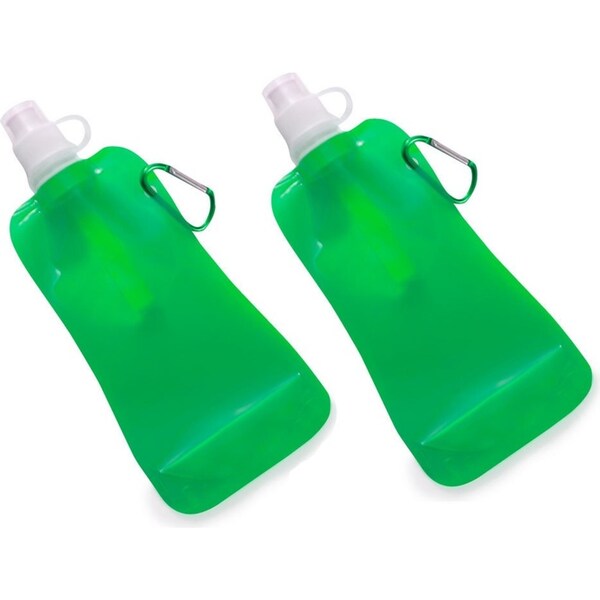 2x Doozie 450ml Collapsible/Camping Water/Drink Bottle Gym/Sport/BPA Free Green
