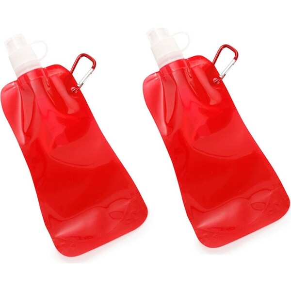 2x Doozie 450ml Collapsible Camping Water Drink Bottle Gym/Sport/BPA Free Red