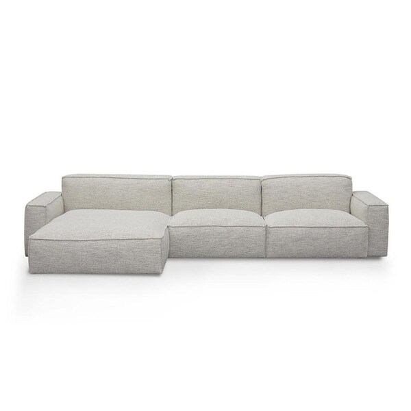 Roshil Left Chaise Fabric Sofa - Fog Grey