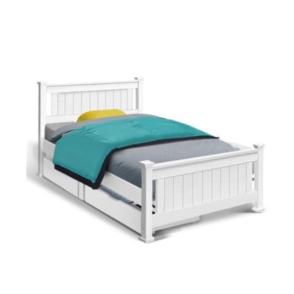 Wooden Bed Frame Timber Single Size RIO Kids Adults Storage Drawers Base
