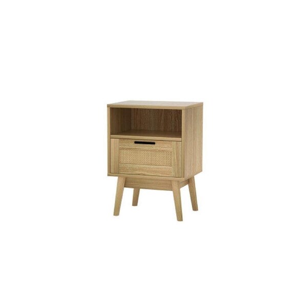 Bedside Tables Rattan Drawers Side Table Nightstand Storage Cabinet Wood