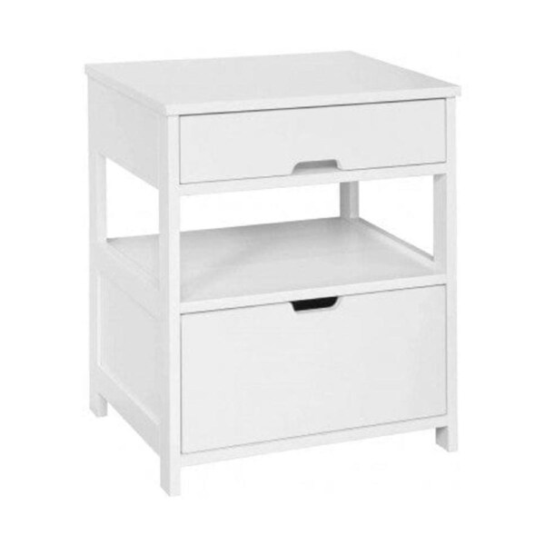 White Bedside Table with 2 Drawers