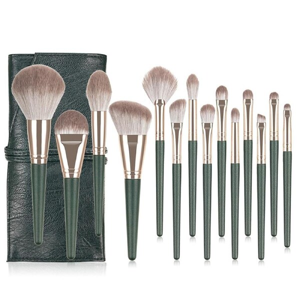 14 Pcs Green Cloud Makeup Brushes Make Up Brush Set Makeup Brush with Bag
