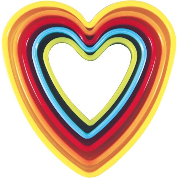 5PC Avanti Heart Cookies Cutter Baking Embossing Maker Decorating Mould Edge Set