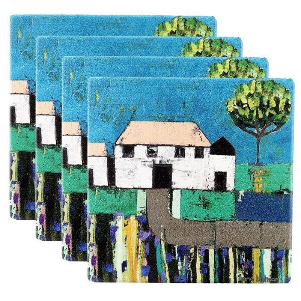 4pc Thirstystone Square Allison Road Jute Coaster Drinks/Beverage/Coffee Set