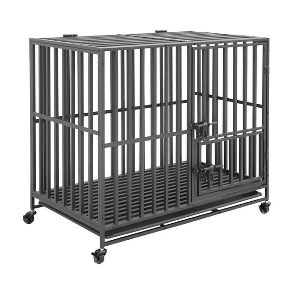 42" Dog Cage Strong Welded Super Big Pet Metal Crate Kennel Playpen Castor HOT