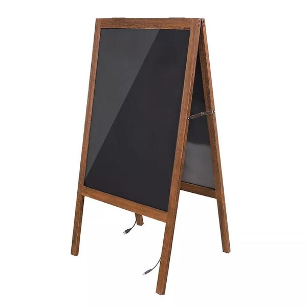 LED Double Side Sidewalk Pavement A Frame Wood Sandwich Board Dryerase Menu Sign