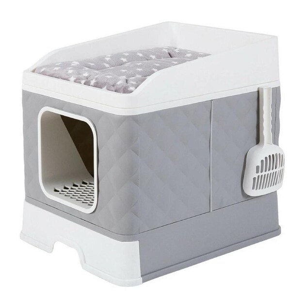 Large Sturdy Fully Enclosed Hooded Cat Litter Box with Top Lid Bed Kitty Toilet