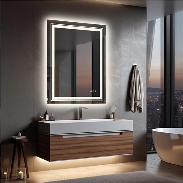 900*700MM Dimmable LED Bathroom Mirror Antifog Wall Mounted Vanity Makeup Mirror