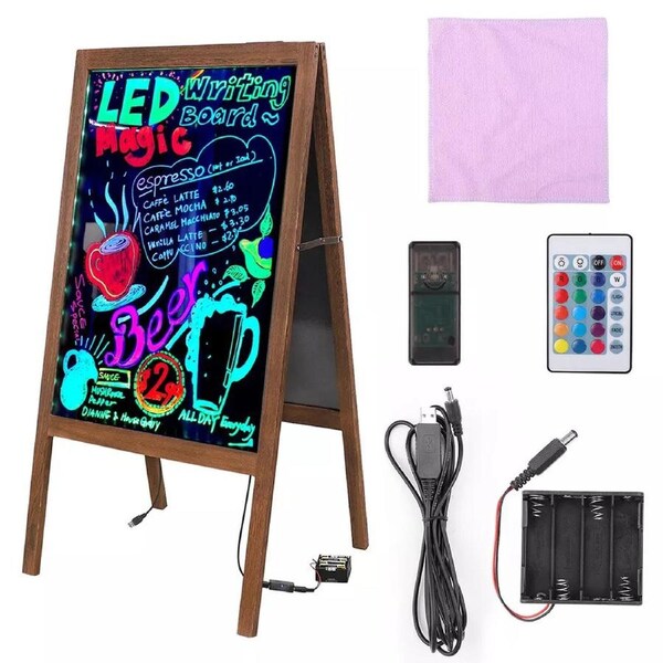 LED Message Writing Board Flashing Illuminated Erasable Neon Sign Sandwich Board