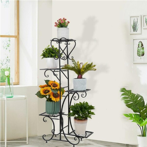 5Tier Plant Stand Indoor Metal Plant Shelf Outdoor Multilayer Flower Potted Rack