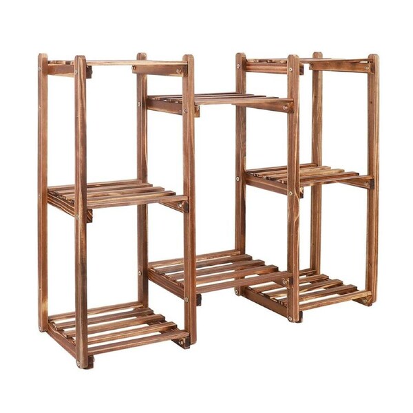 Multi-Tiered Wood Plant Stand Cabinets Flower Pot Display Rack Indoor Outdoor